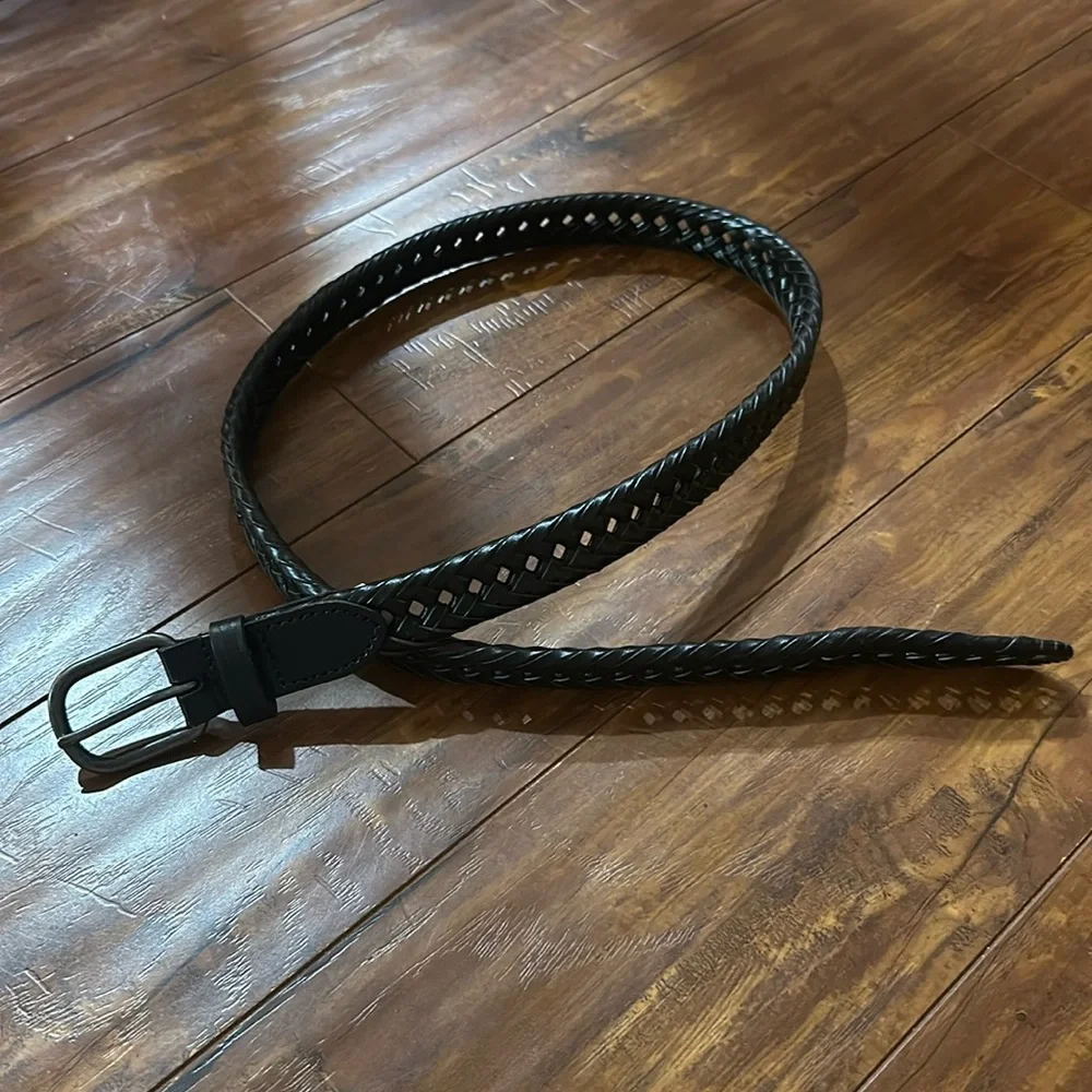 Boys‎ black genuine leather braided belt